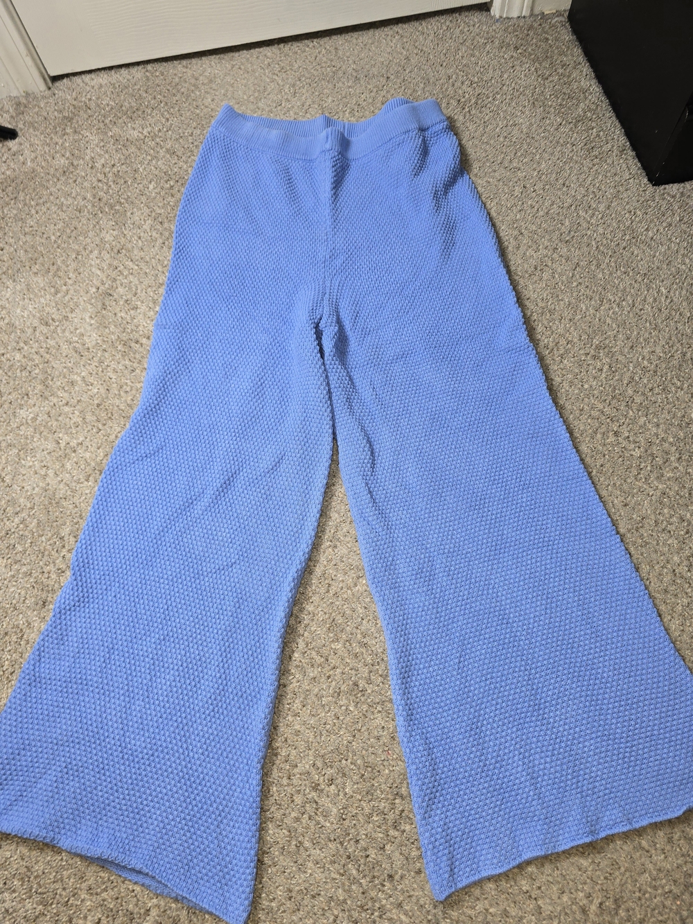 Free People Beach Blue Sweater Knit Wide-Leg Cropped Pants Size Large - Picture 3 of 9